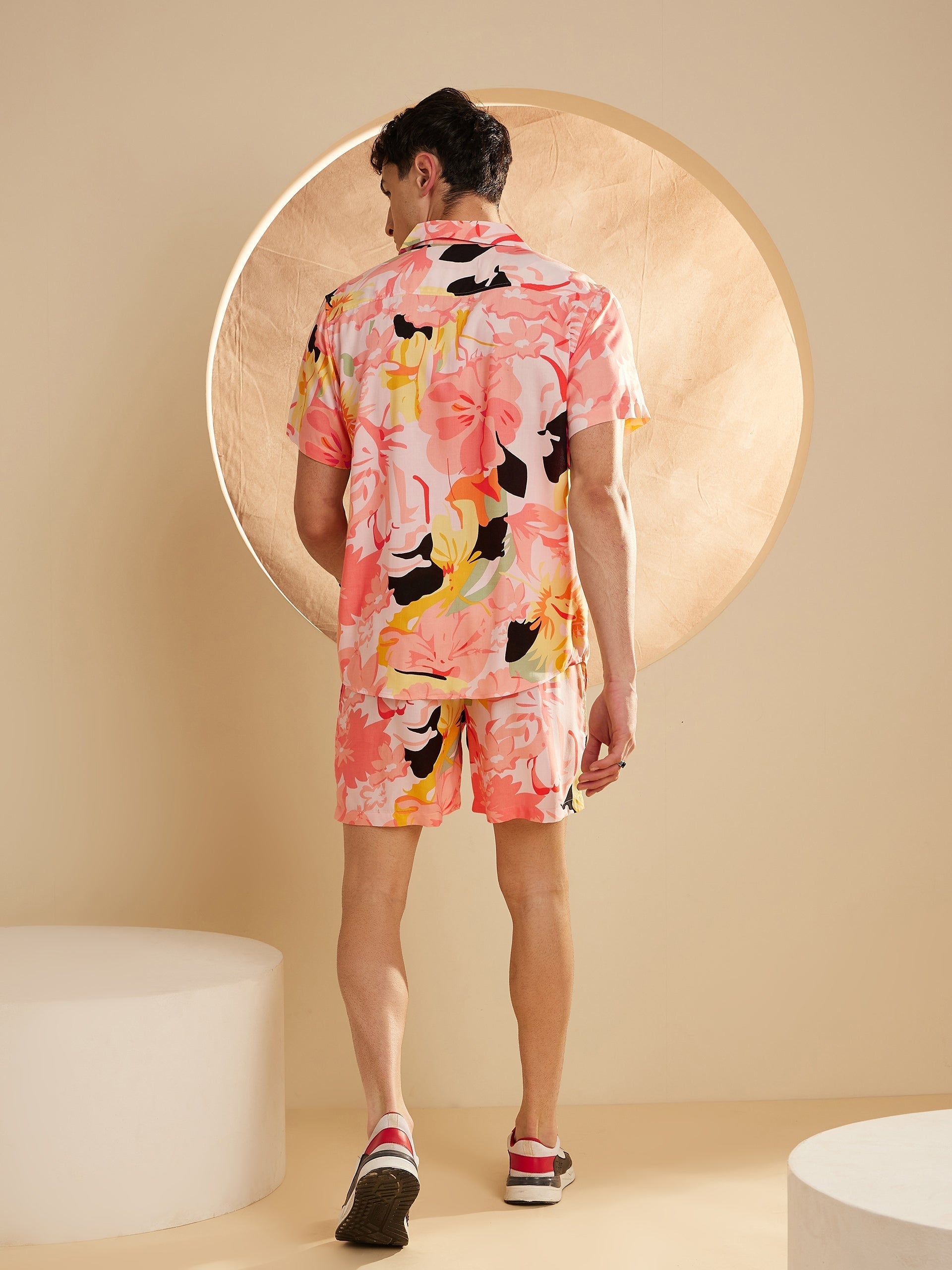 Men Peach Comfort Fit Co-Ords