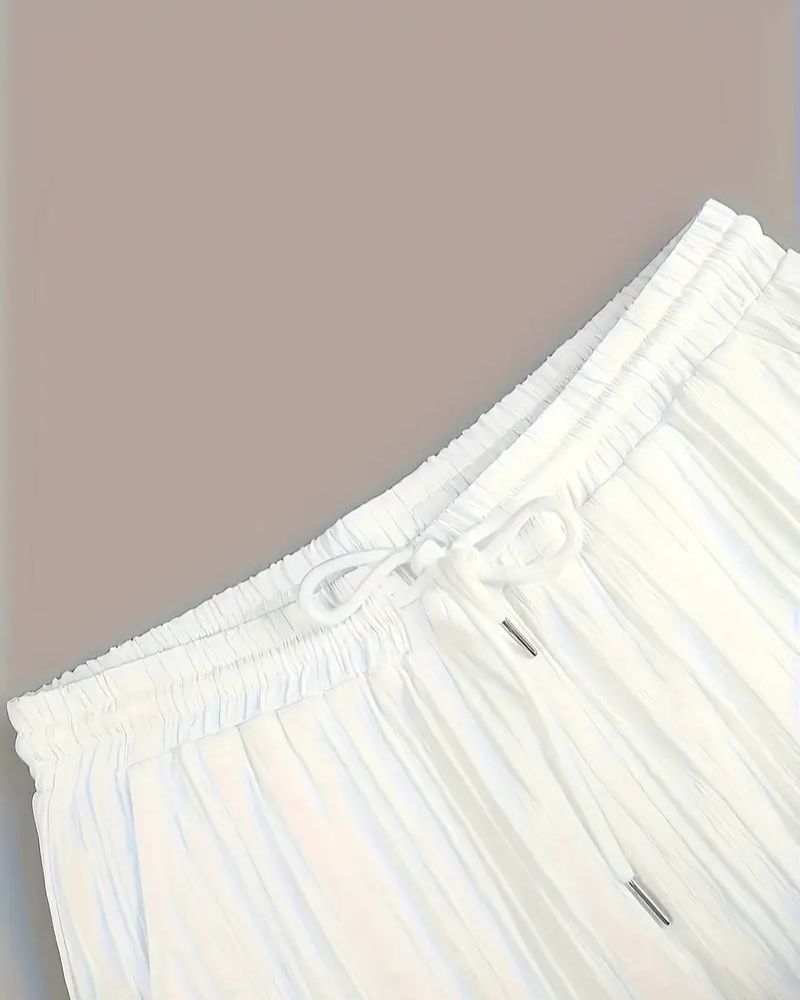 Men's Luxe White Pleated Top Bottom Set