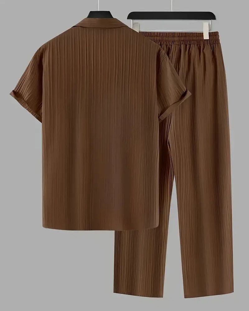 Men's Pleated Relax Fit Top Bottom Set