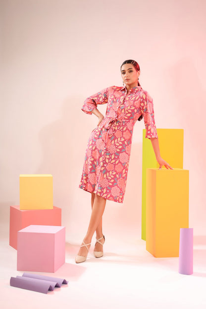 Floral Lavender Muslin Silk Dress