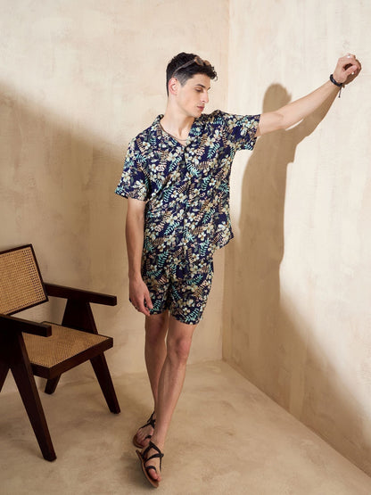 Men's Navy Blue Comfort Fit Co-Ords