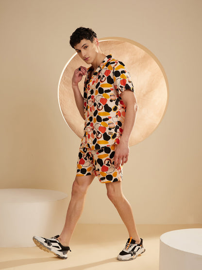 Men Cream Comfort Fit Co-Ords