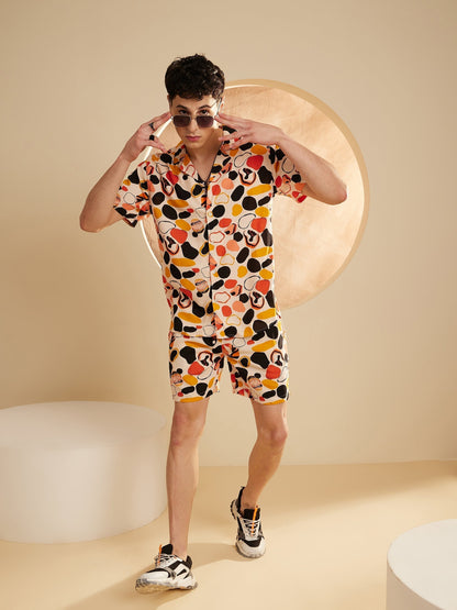 Men Cream Comfort Fit Co-Ords