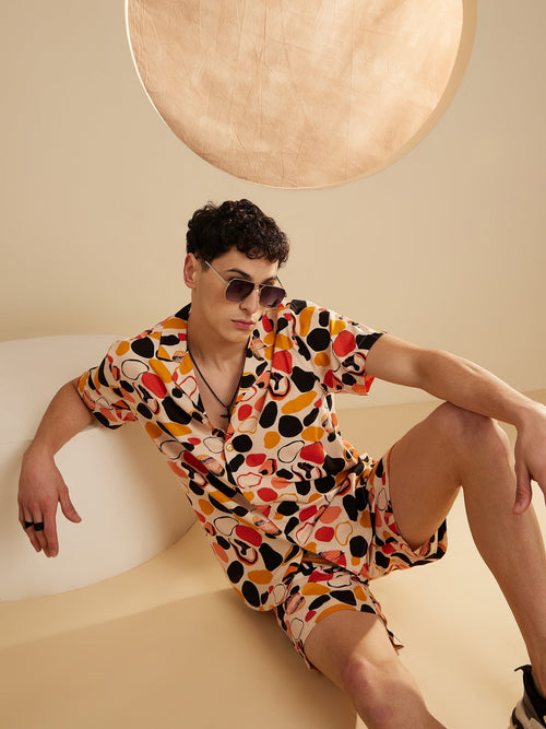 Men Cream Comfort Fit Co-Ords