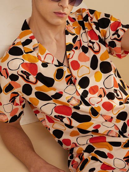 Men Cream Comfort Fit Co-Ords