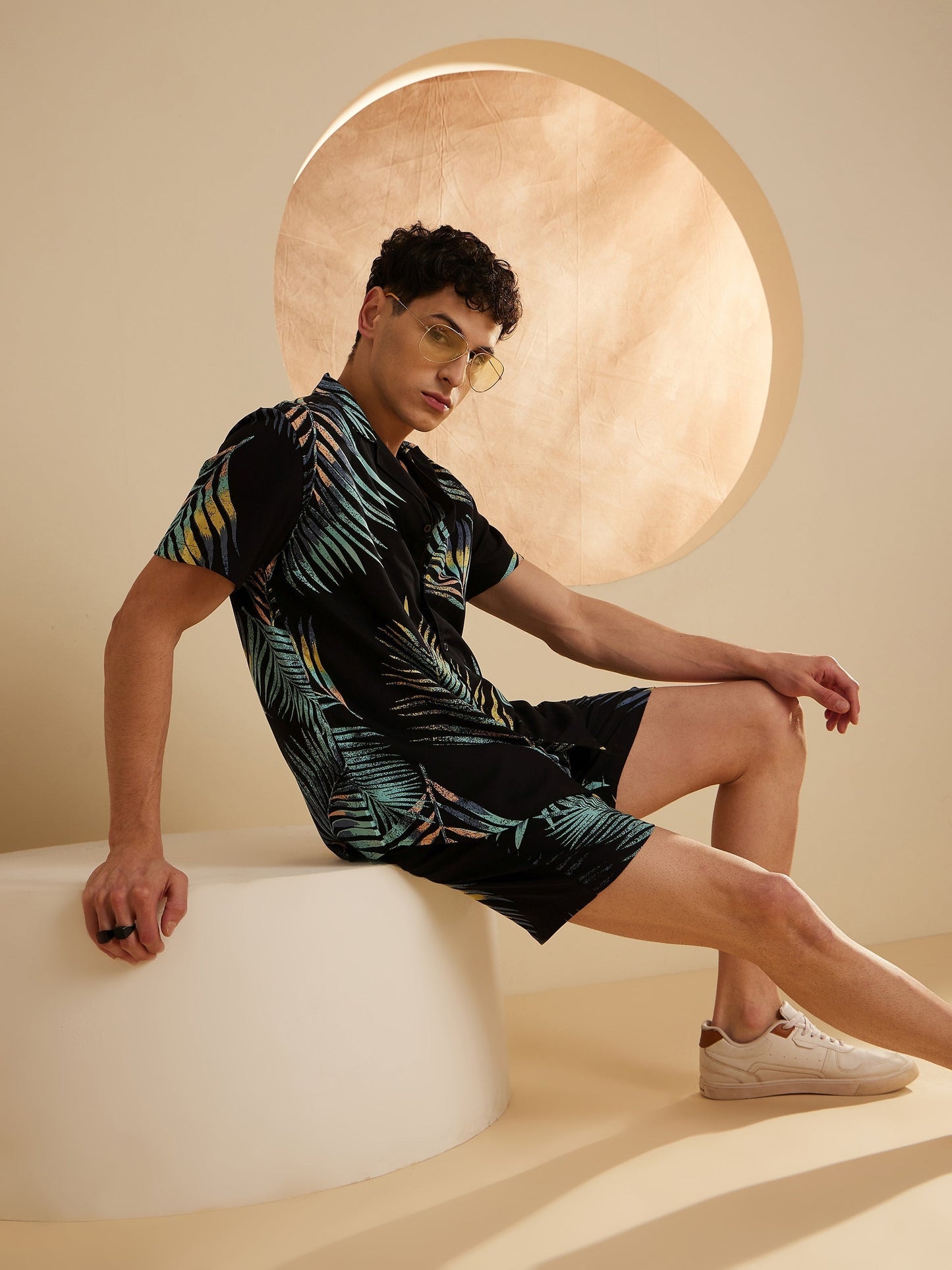 Men Black & Blue Comfort Fit Co-Ords