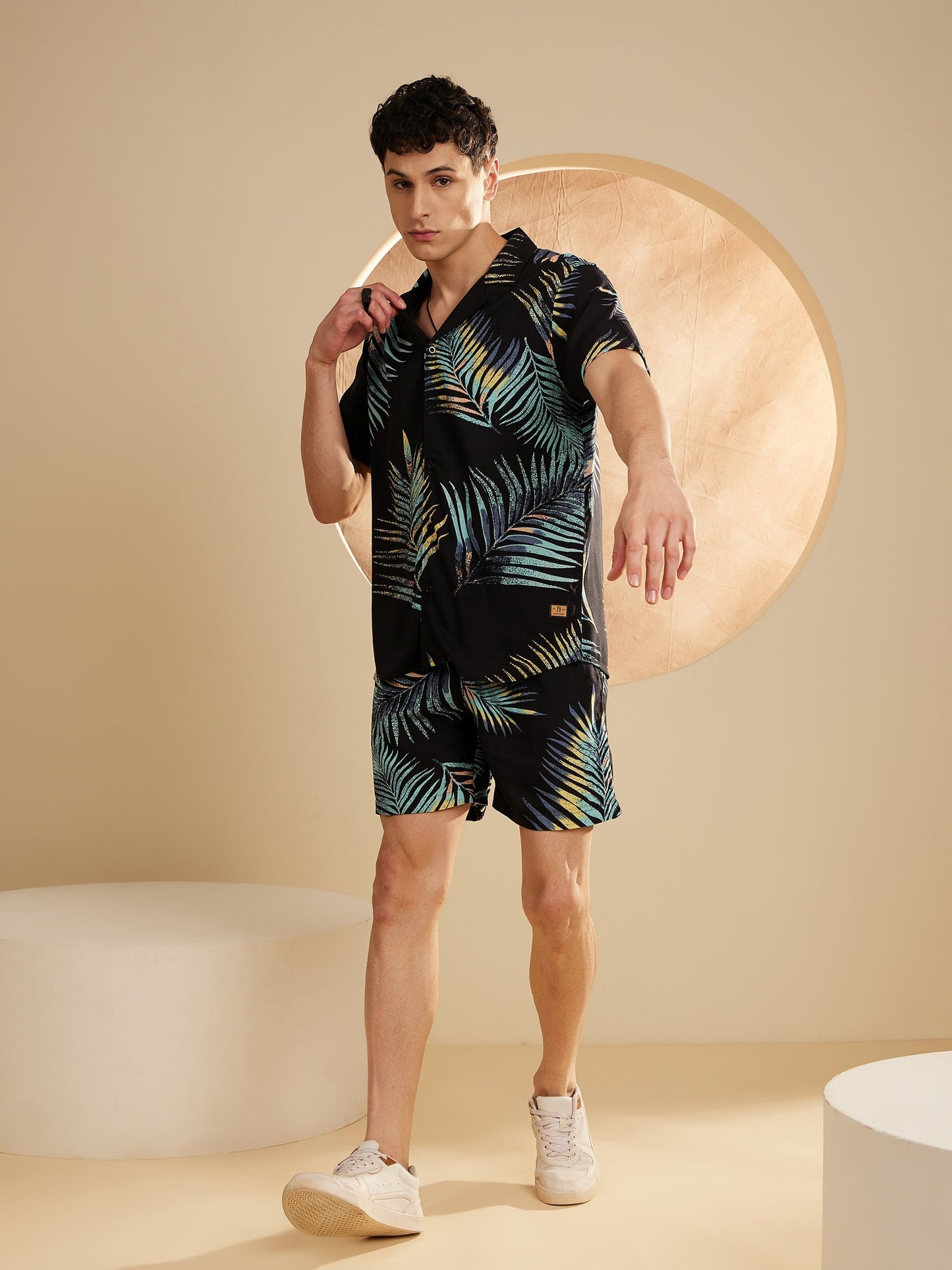 Men Black & Blue Comfort Fit Co-Ords