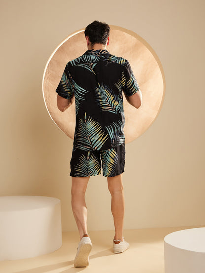 Men Black & Blue Comfort Fit Co-Ords