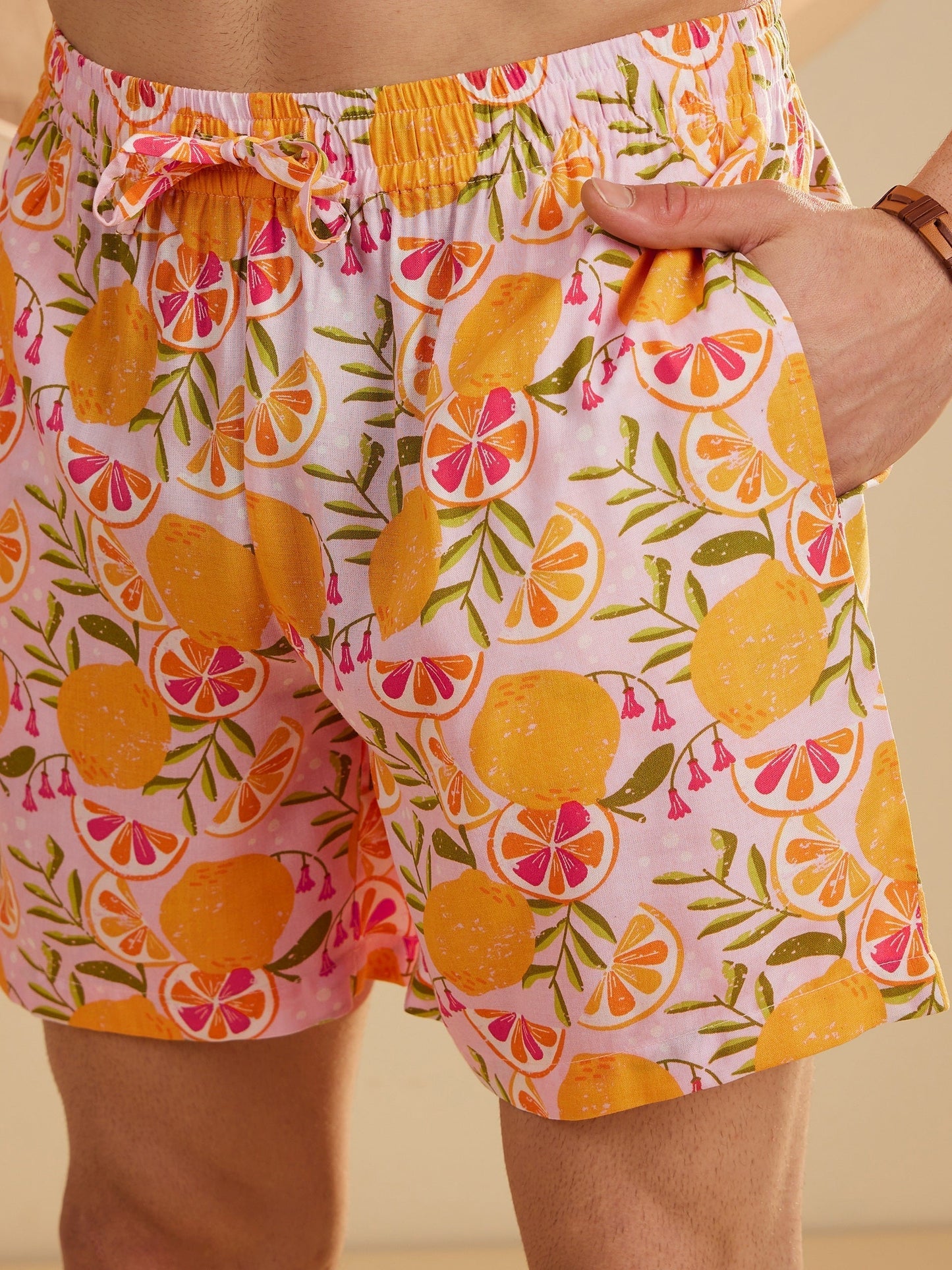 Men Yellow Comfort Fit Co-Ords