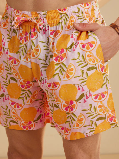 Men Yellow Comfort Fit Co-Ords