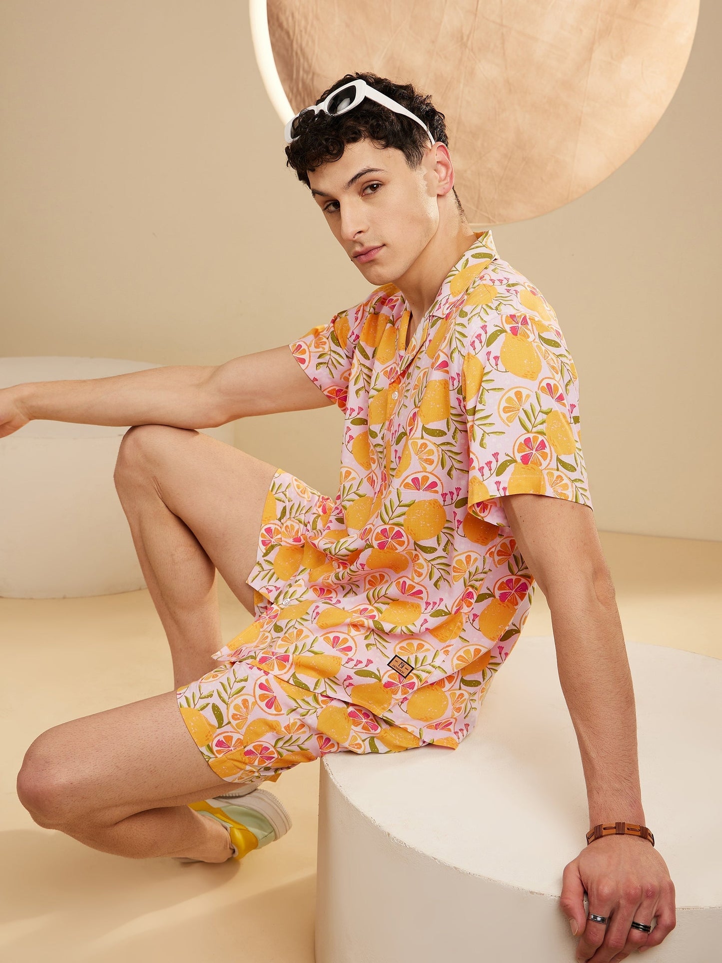 Men Yellow Comfort Fit Co-Ords