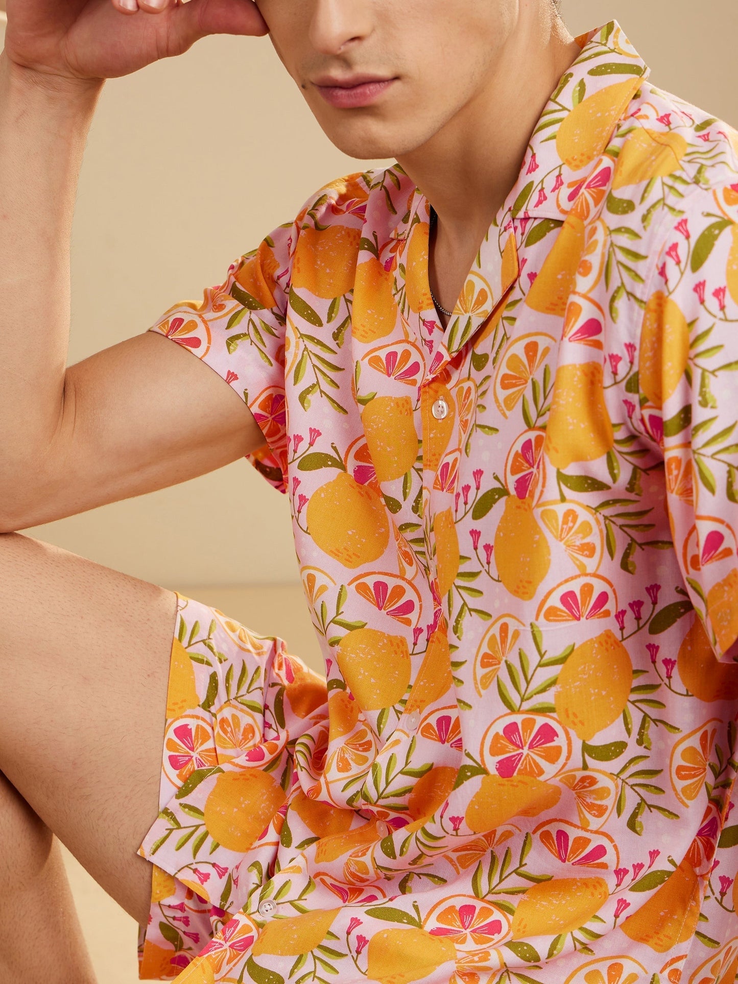 Men Yellow Comfort Fit Co-Ords