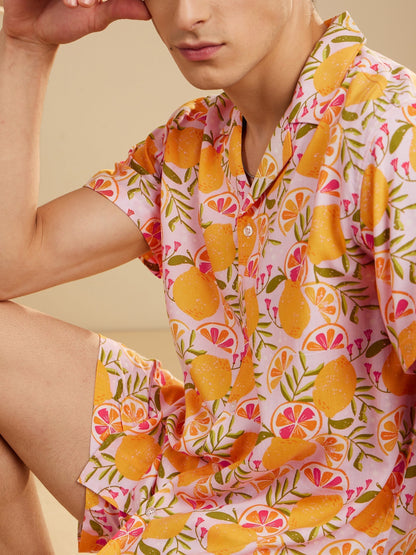 Men Yellow Comfort Fit Co-Ords