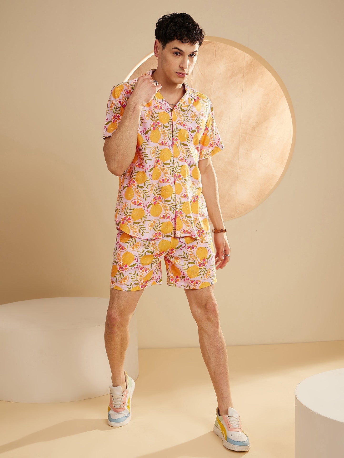 Men Yellow Comfort Fit Co-Ords