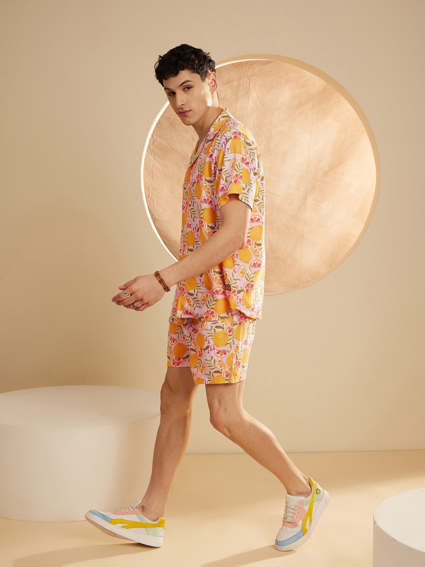 Men Yellow Comfort Fit Co-Ords