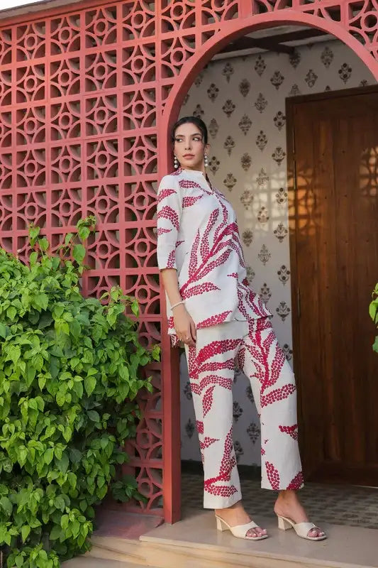 Ivory Rouge Cotton Flex Co-ord Set