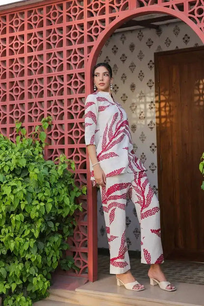 Ivory Rouge Cotton Flex Co-ord Set