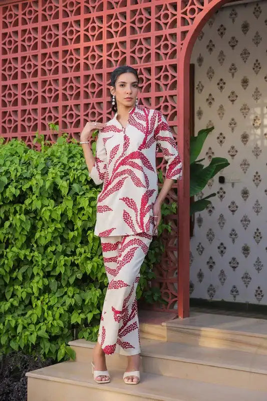 Ivory Rouge Cotton Flex Co-ord Set