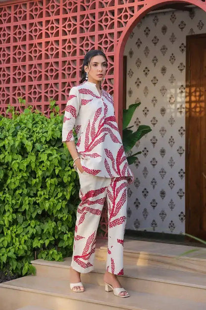 Ivory Rouge Cotton Flex Co-ord Set