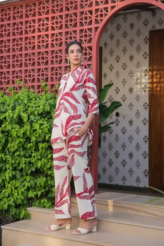 Ivory Rouge Cotton Flex Co-ord Set