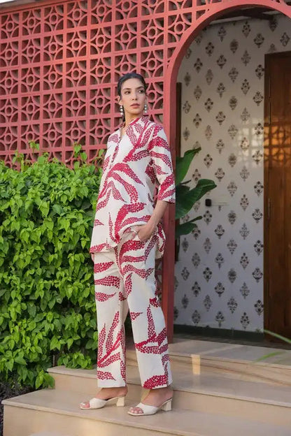 Ivory Rouge Cotton Flex Co-ord Set