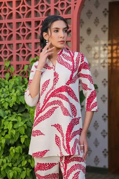 Ivory Rouge Cotton Flex Co-ord Set