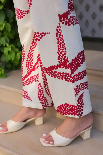 Ivory Rouge Cotton Flex Co-ord Set