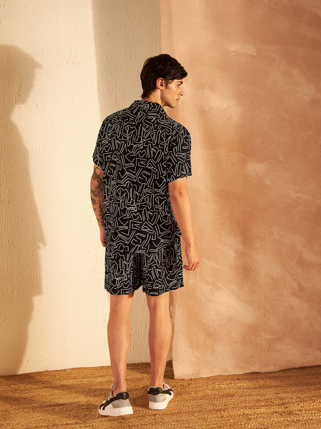 Geometric Printed Cuban Collar Co-Ords