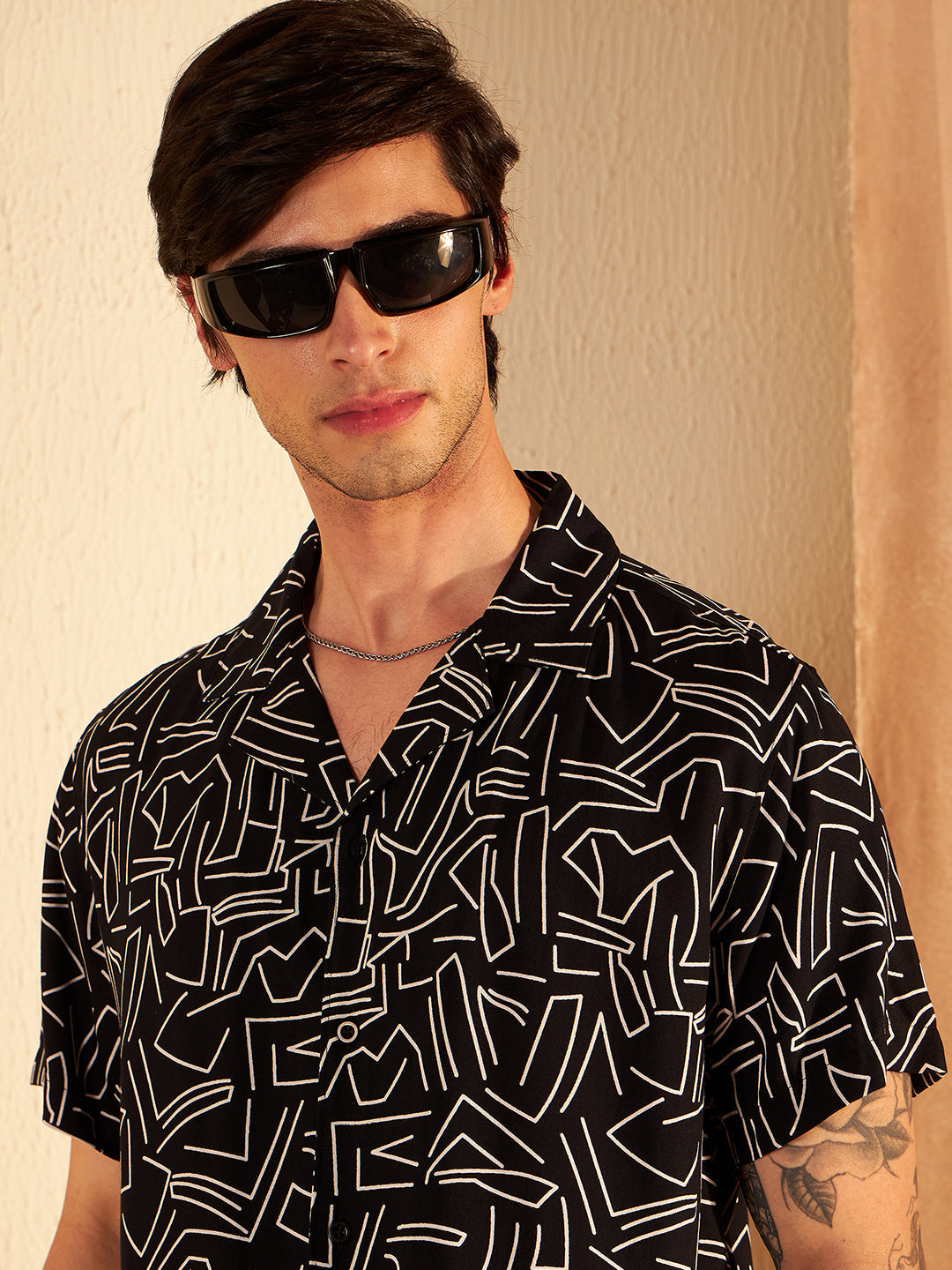 Geometric Printed Cuban Collar Co-Ords