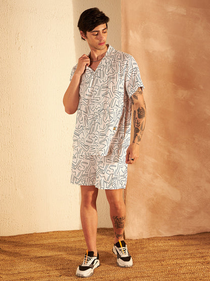 Geometric Printed Cuban Collar Co-Ords