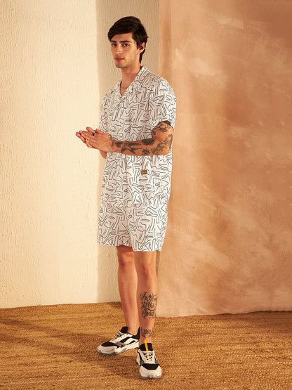 Geometric Printed Cuban Collar Co-Ords