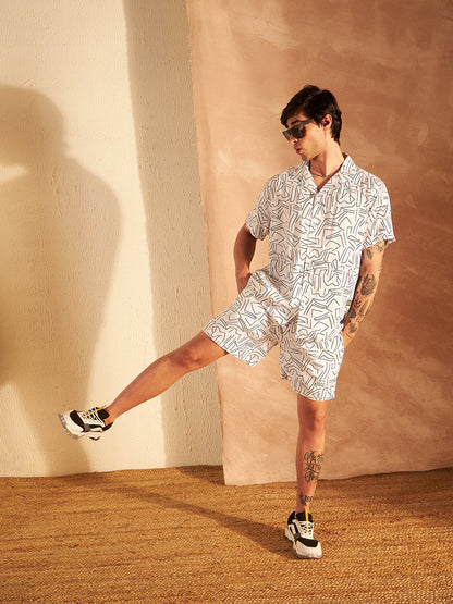 Geometric Printed Cuban Collar Co-Ords