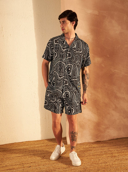 Black Abstract Printed Co-ord