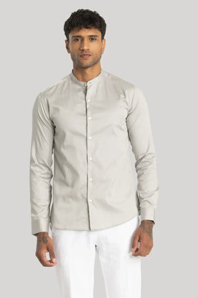 Alfonso Light Grey Plain Satin Shirt