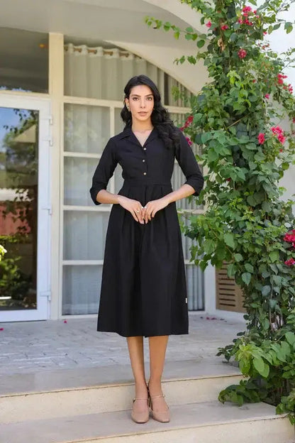 Black Aura Cotton Flex Dress