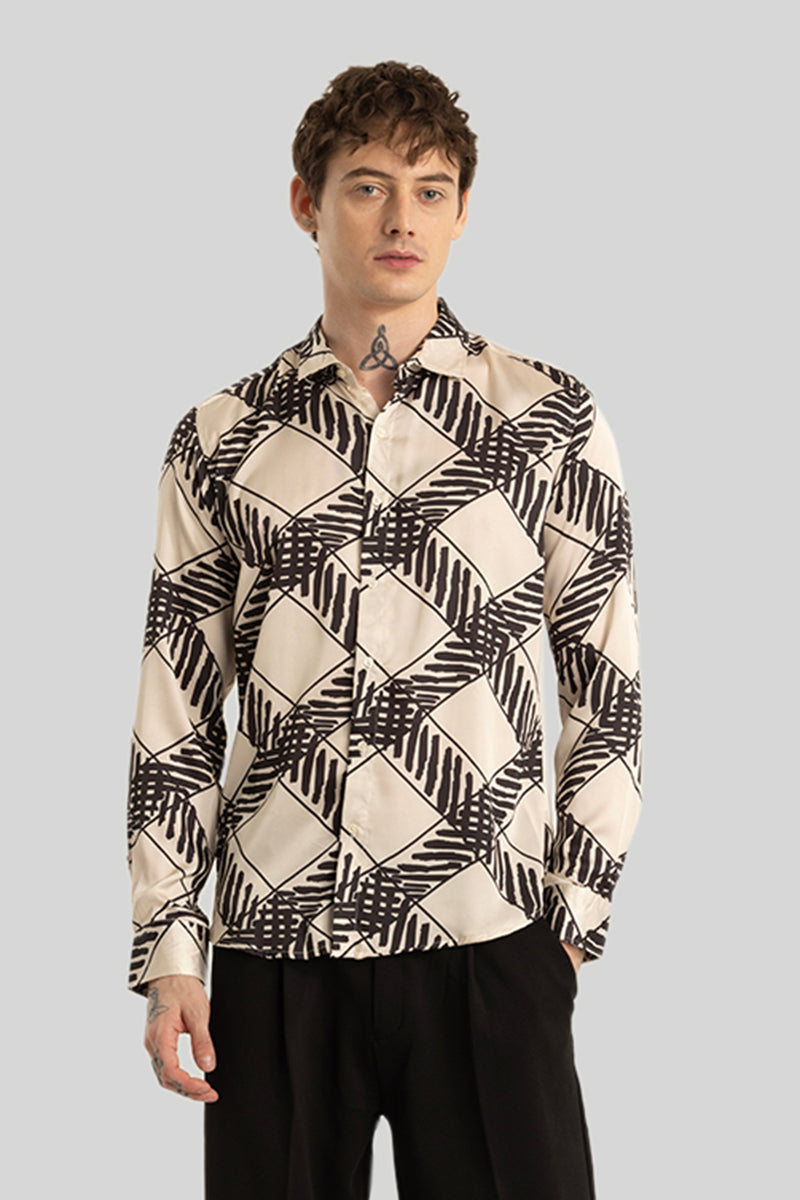 Kees Cream Geometric Shirt