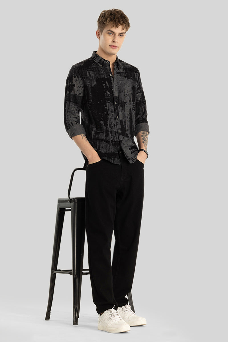 Black Abstract Corduroy Shirt