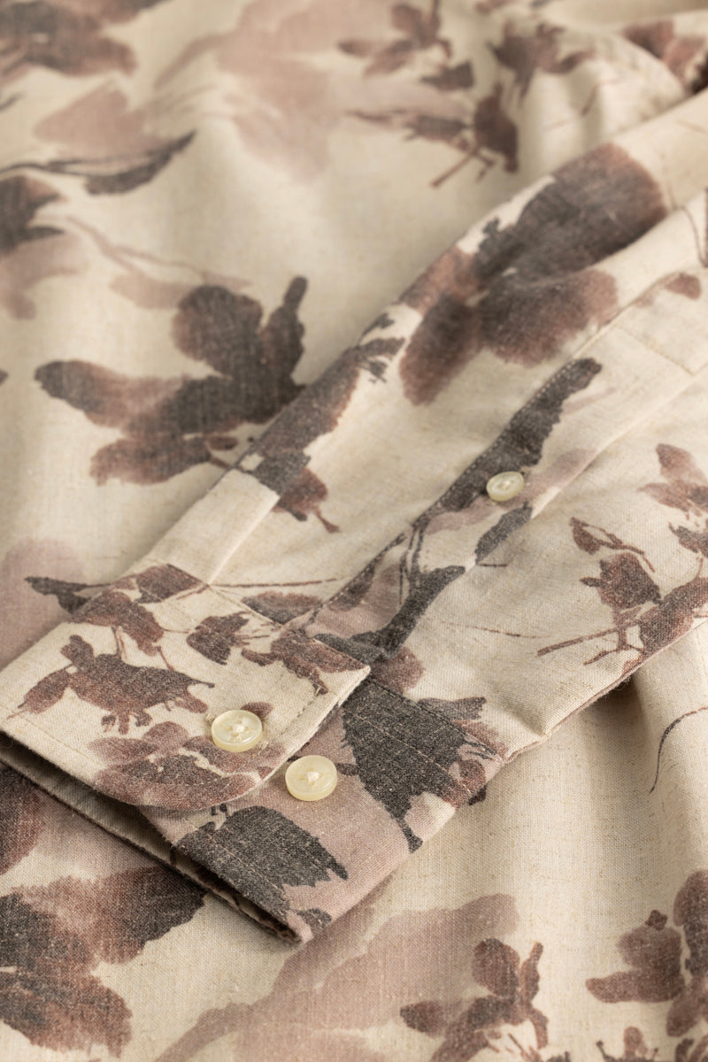 Dirk Beige Floral Linen Shirt