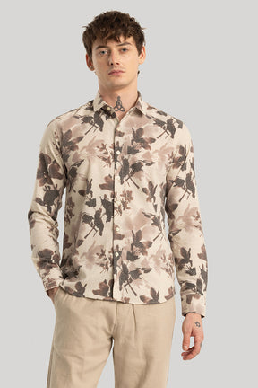 Dirk Beige Floral Linen Shirt