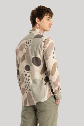 Dirk Hazelnut Abstract Linen Shirt