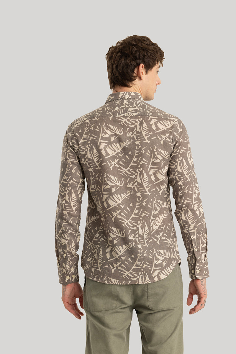 Dirk Grey Printed Linen Shirt