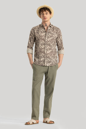 Dirk Grey Printed Linen Shirt