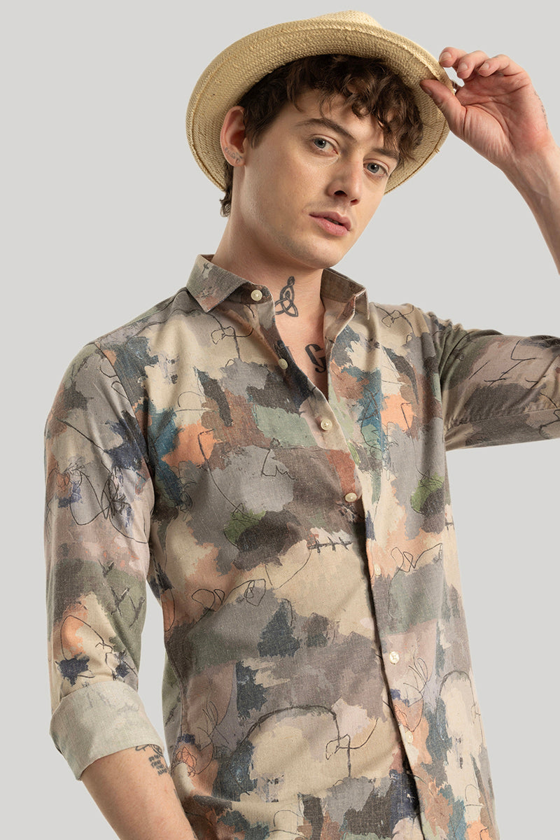 Dirk Multi Abstract Linen Shirt