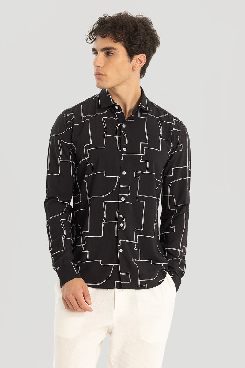 Black Geometric Print Shirt