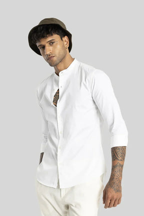 Alfonso White Plain Satin Shirt