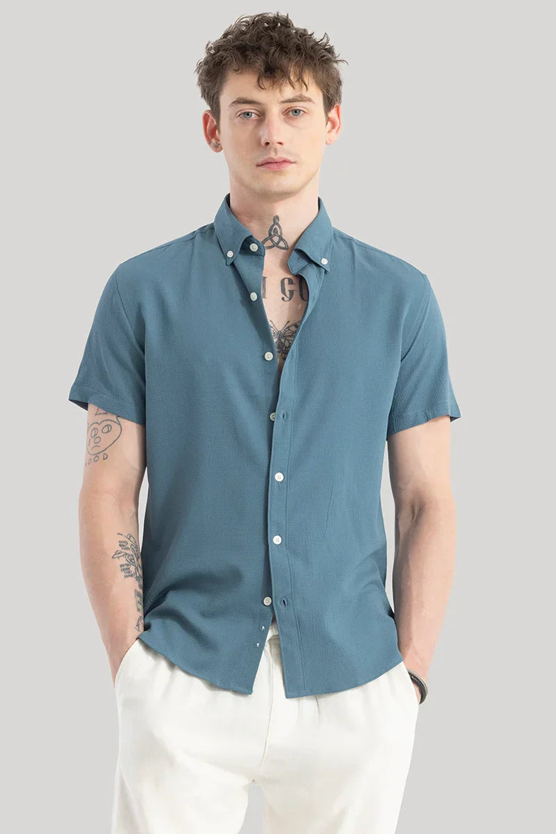 Torbjorn Teal Plain Shirts