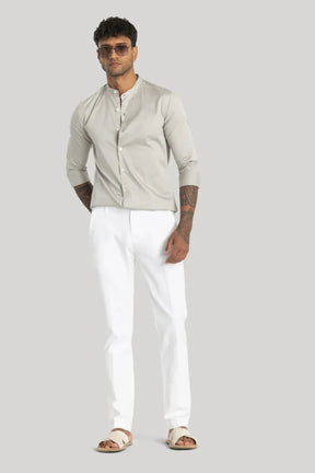 Alfonso Light Grey Plain Satin Shirt