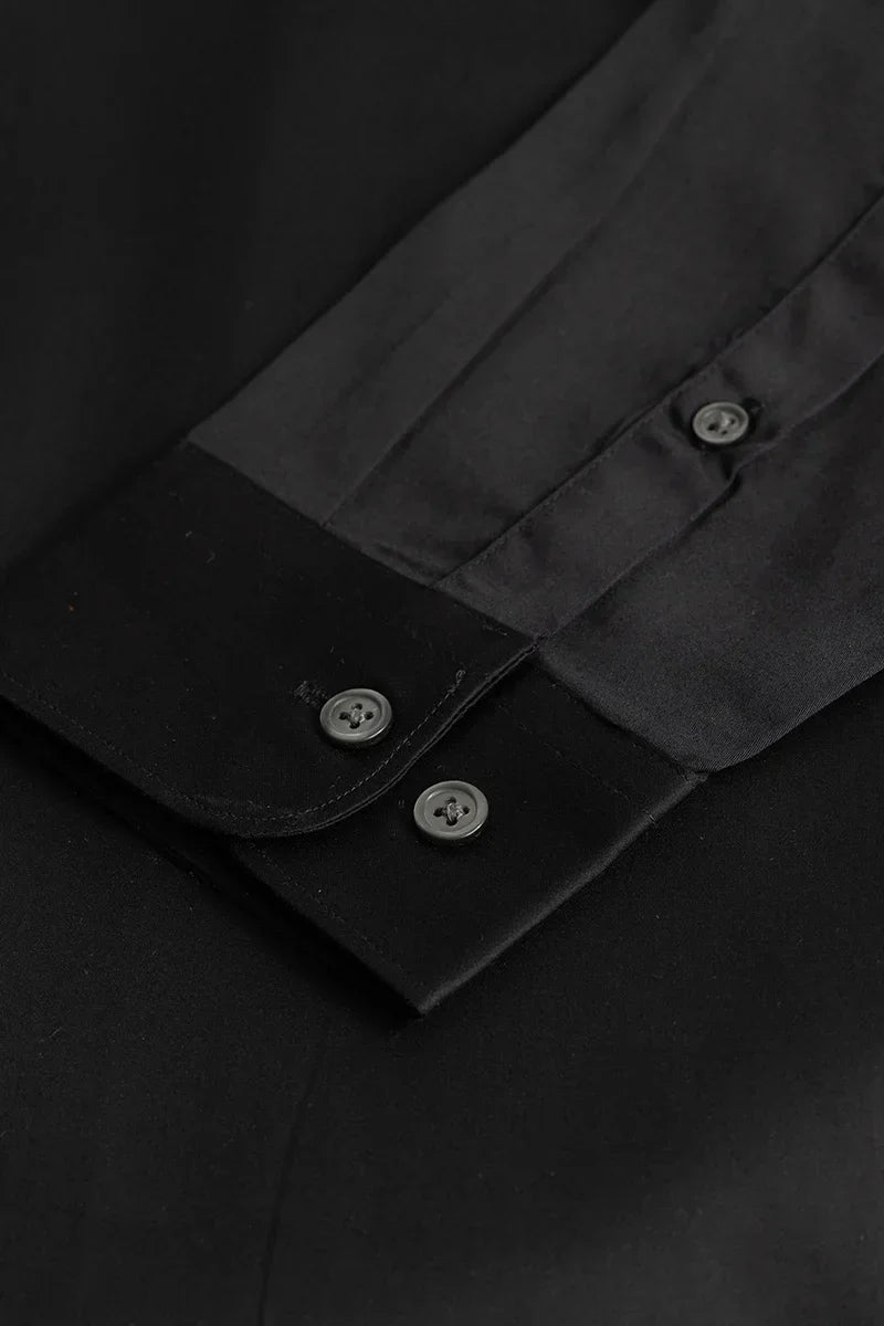 Alfonso Jet Black Plain Satin Shirt