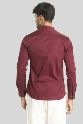 Alfonso Red Plain Satin Shirt