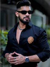 Black Mufasa Embroidered Premium Cotton Shirt For Men